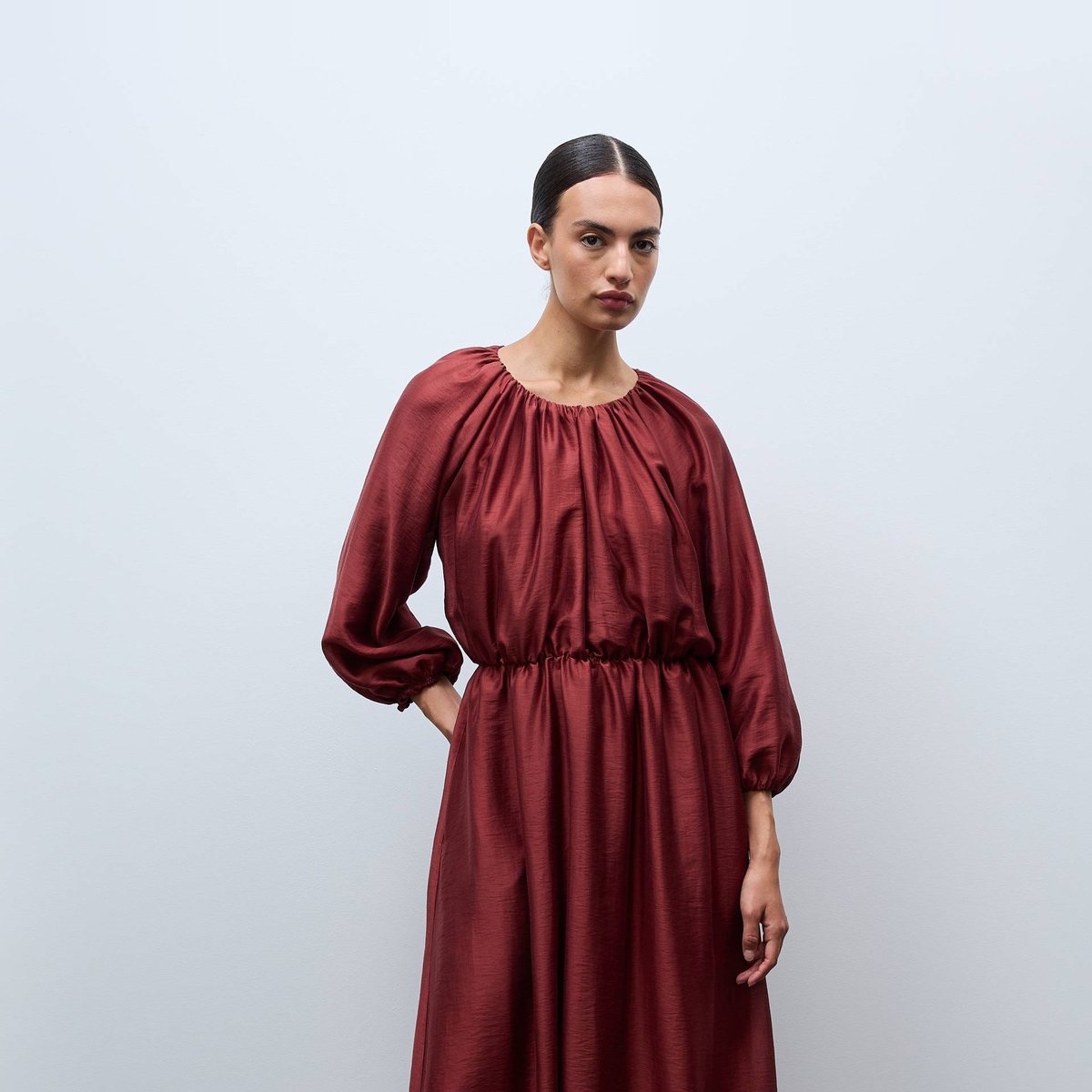 Robe longue manches longues porto, MONOPRIX