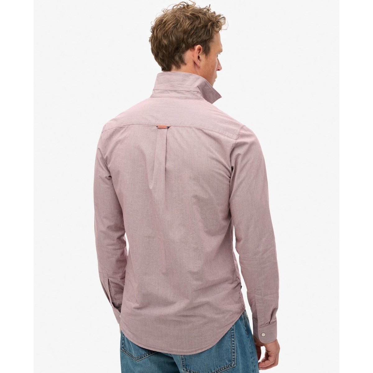 Chemise décontractée à manches longues acajou rouge, SUPERDRY