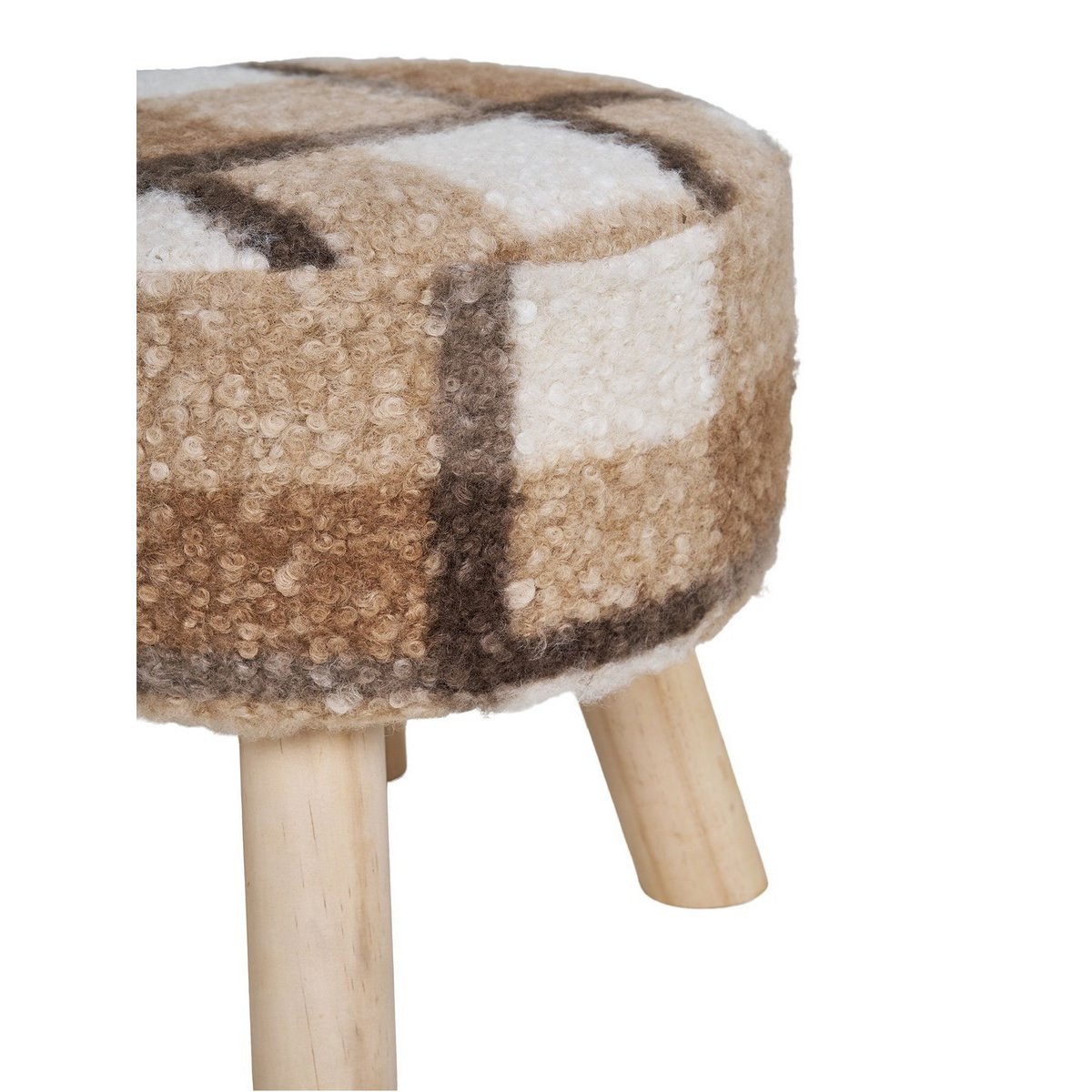 Tabouret d'appoint en tissu bouclettes - ABERDEEN beige et marron, HOUSE NORDIC