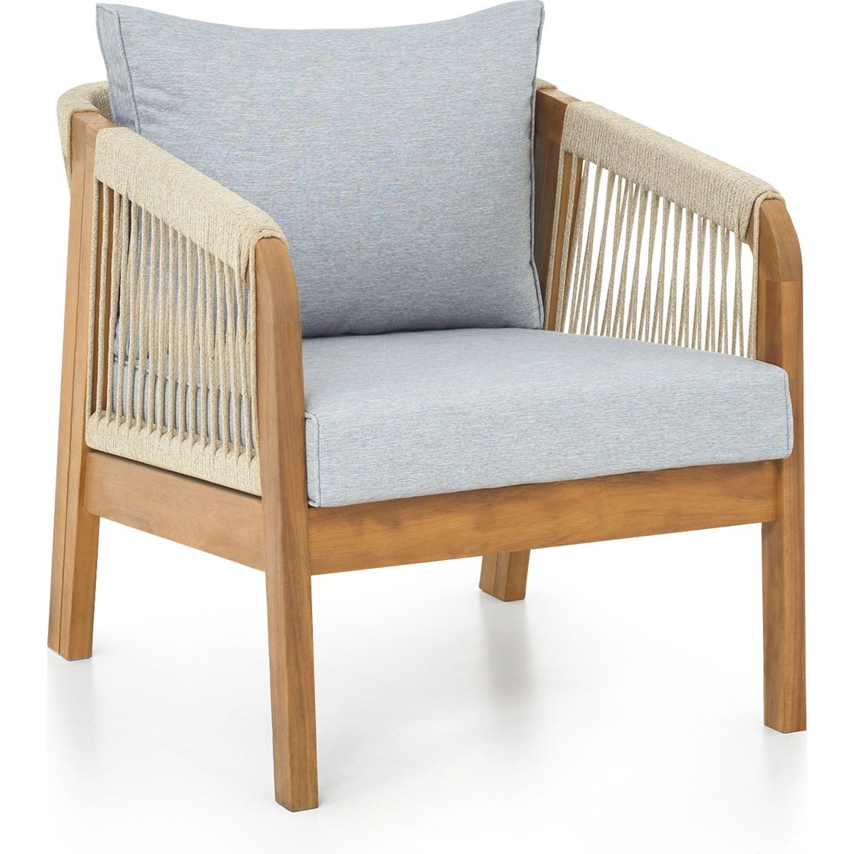 Lot de 2 fauteuils de jardin en bois FSC - SYMI gris chiné, HOMIFAB