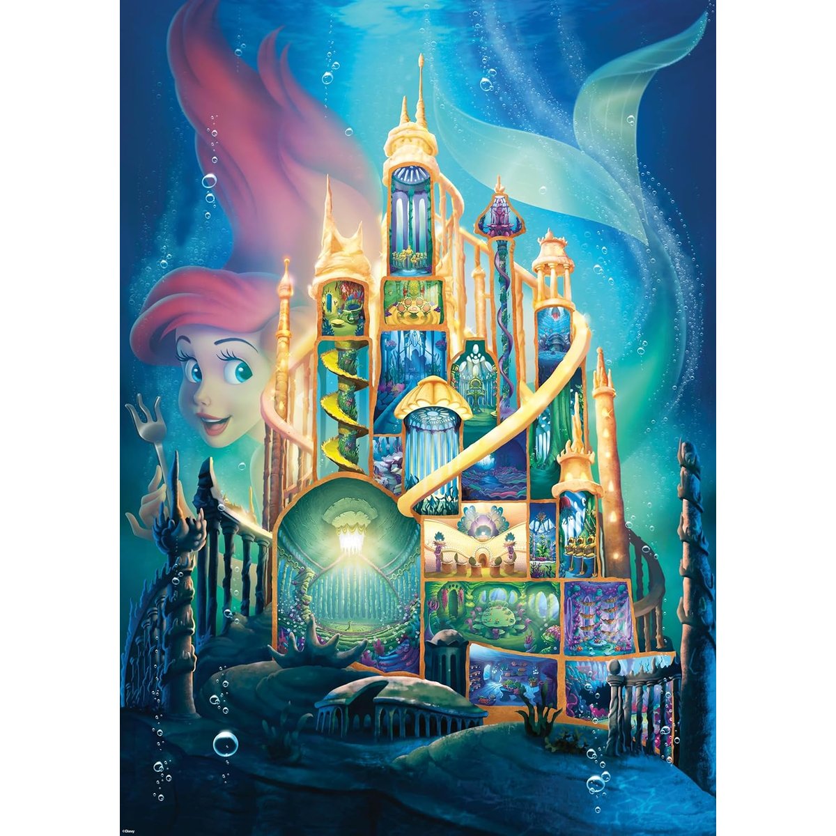 Puzzle Ariel Châteaux Disney 1000 pièces noir, RAVENSBURGER