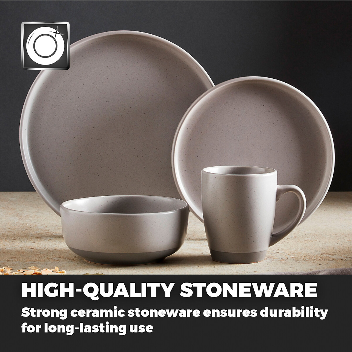 16-Piece Avena Dinner Set grey, BARBARY & OAK