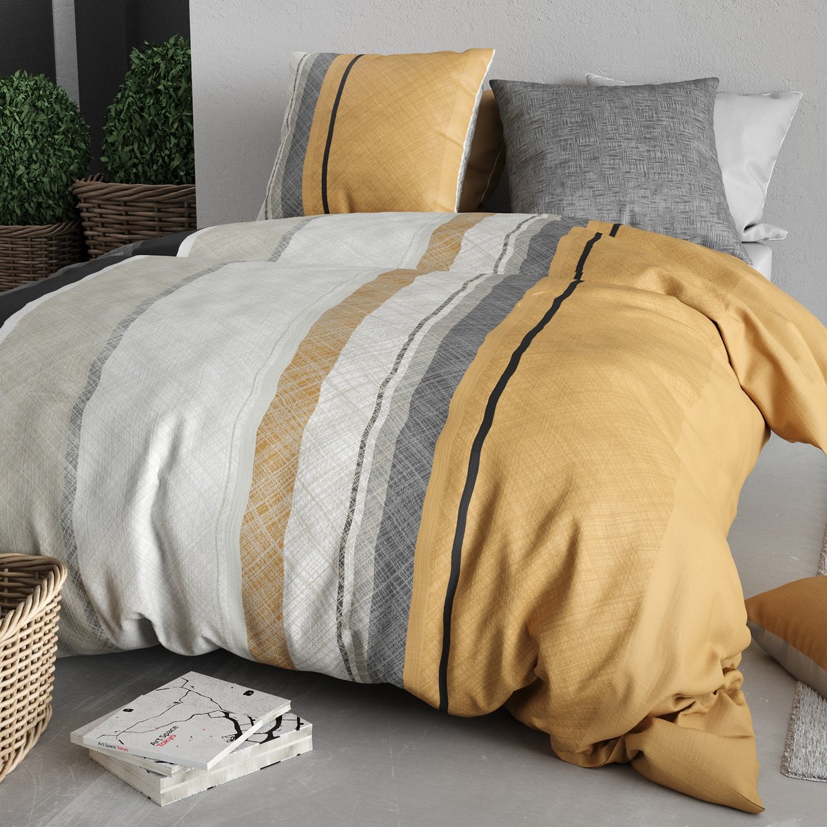 Parure de lit - Housse de couette Coton 57 fils multicolore, EDEN
