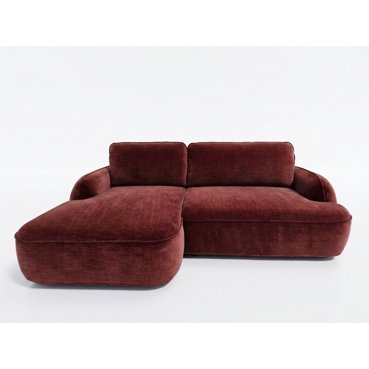 Canapé d'angle convertible 3 places en tissu lisse, CELESTE rouge, BOBOCHIC
