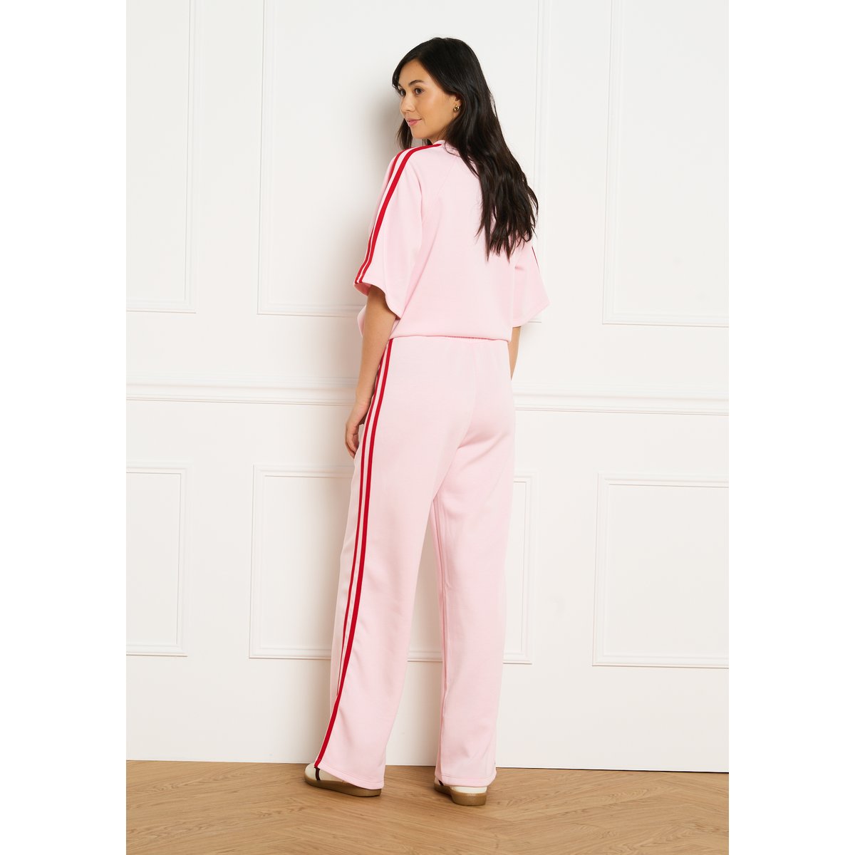 Pantalon sportswear à bandes rose nude, LOLALIZA
