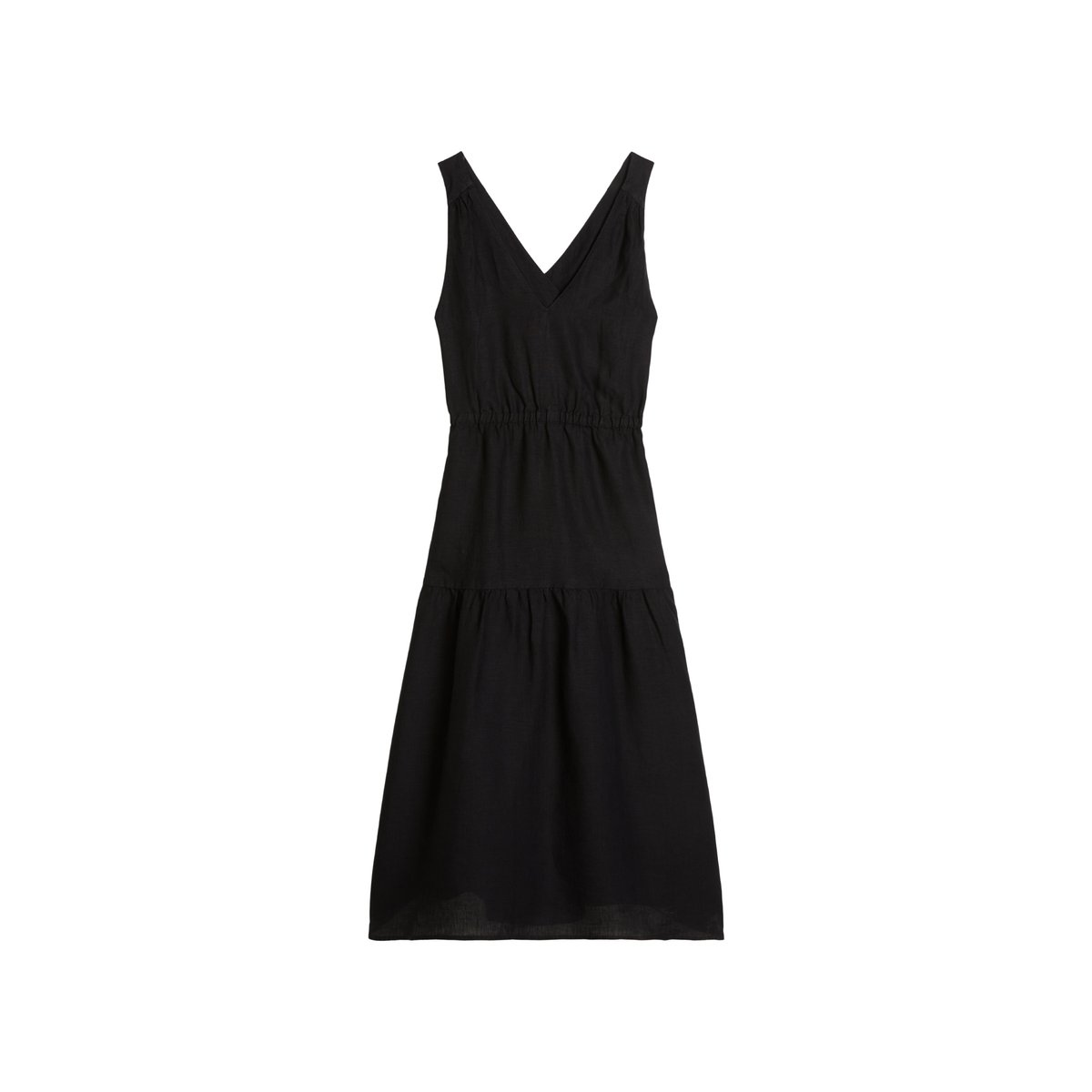 Robe à étages en lin regular avec bretelles croisées noir, MARC O'POLO