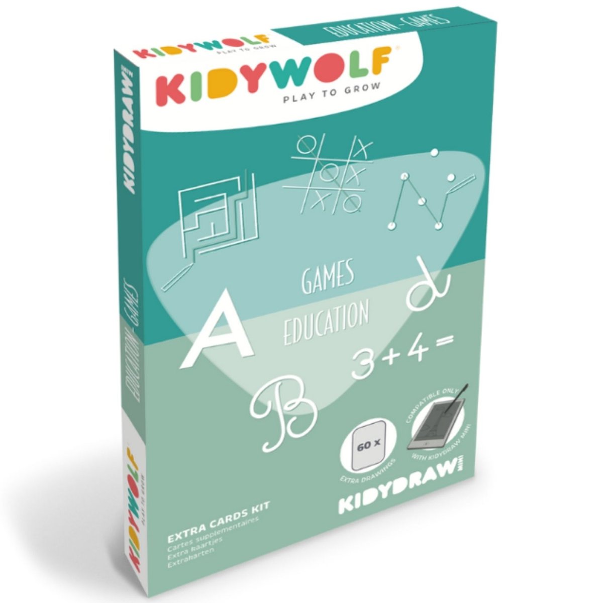 Recharge Kidydraw Mini 60 cartes Jeux et Éducation vert, KIDYWOLF