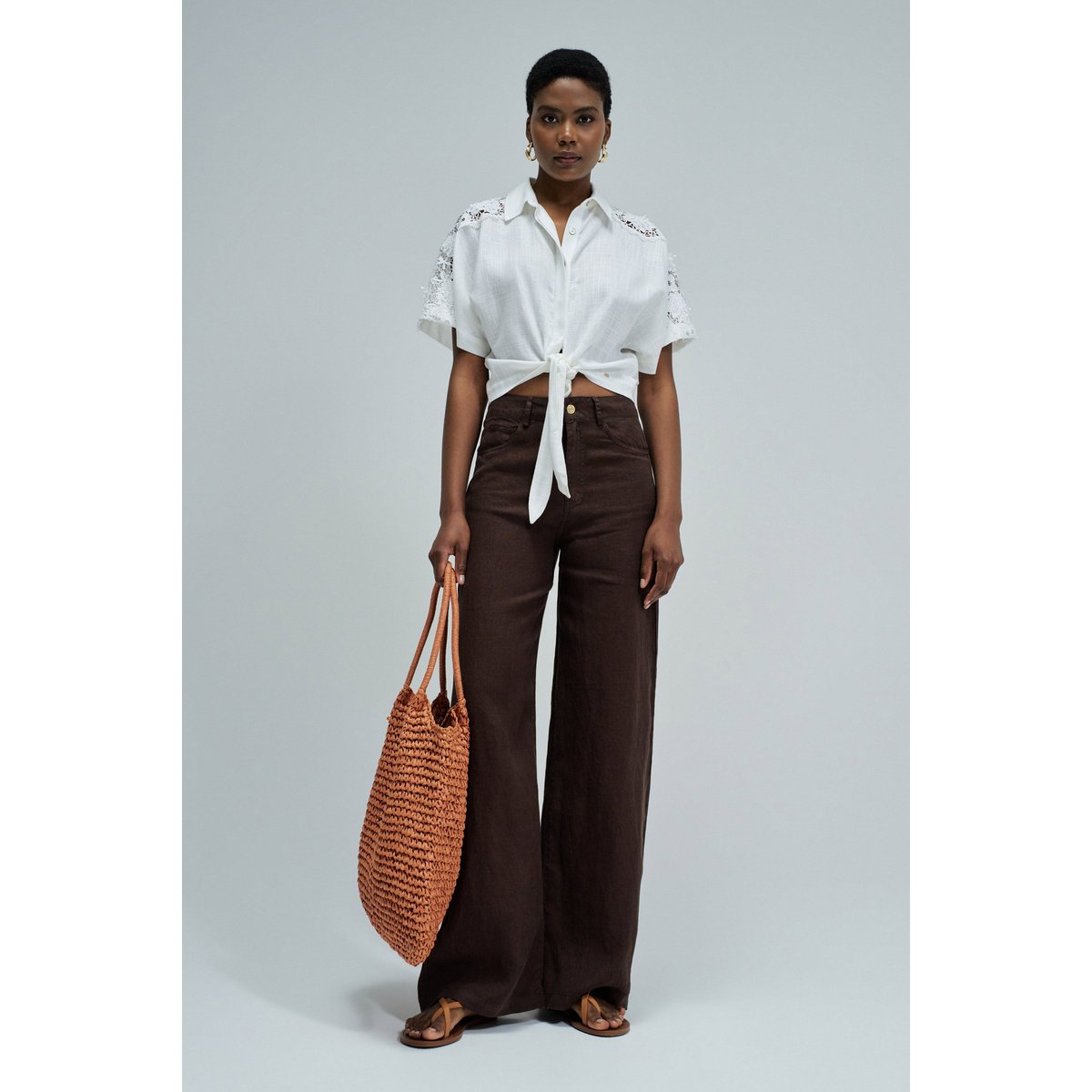 CHEMISE AVEC DENTELLE ET LIN blanc, SALSA JEANS