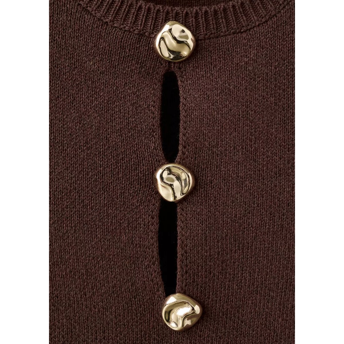 Top maille avec détail de perles marron, MANGO