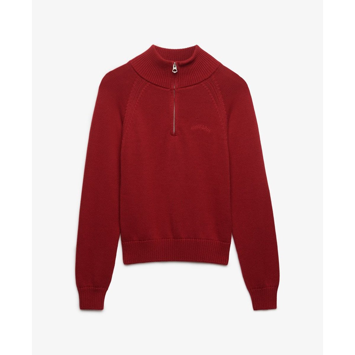 Pull en maille à demi-zip Essential rouge bordeaux, SUPERDRY