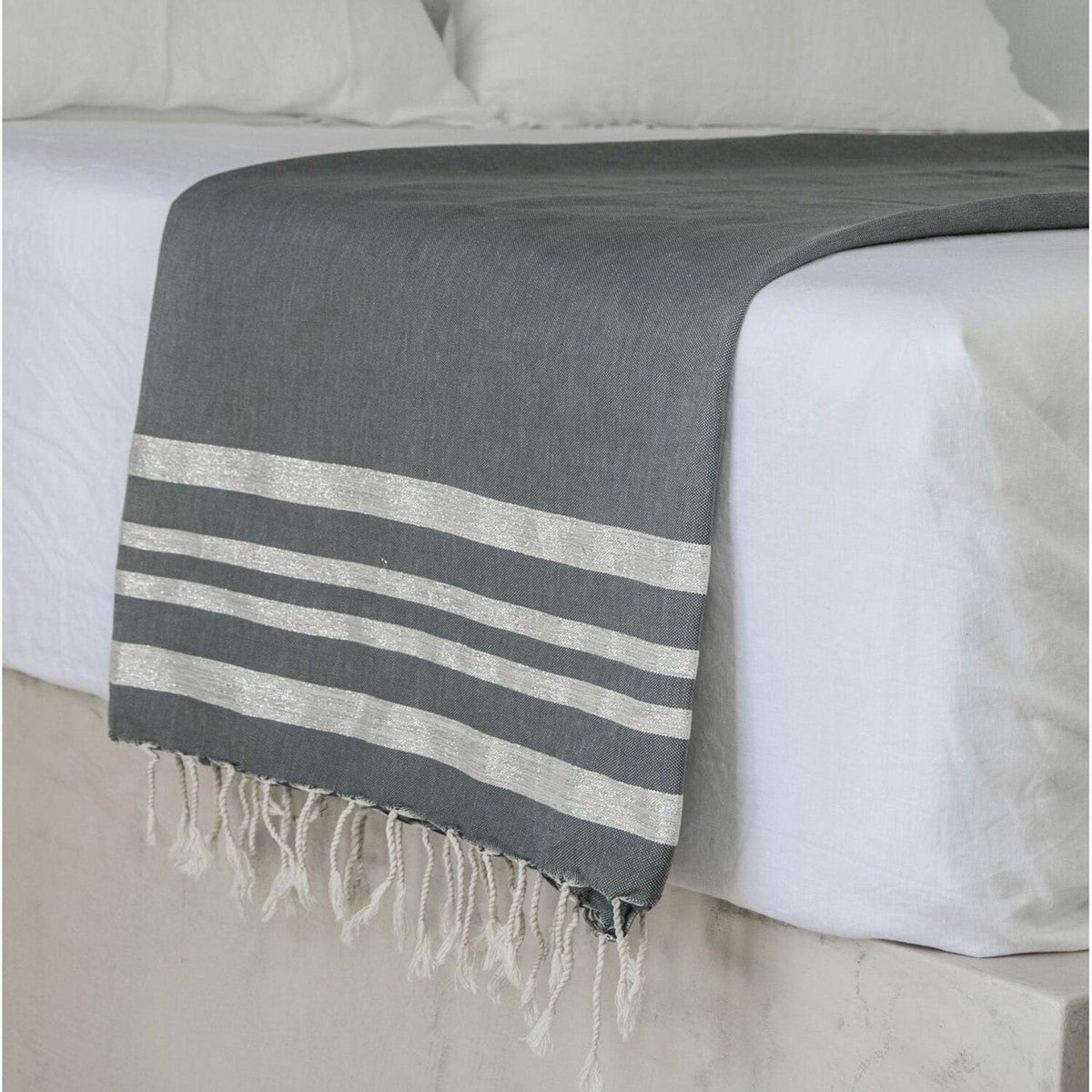 Nappe coton HAMPTONS gris moyen / argent, FEBRONIE