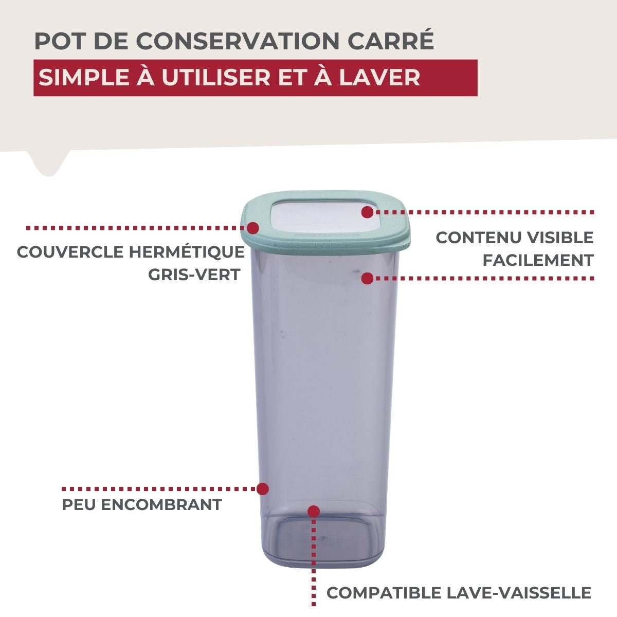 Boite à Provisions 1,75 Litre STORAGE transparent,vert, FACKELMANN