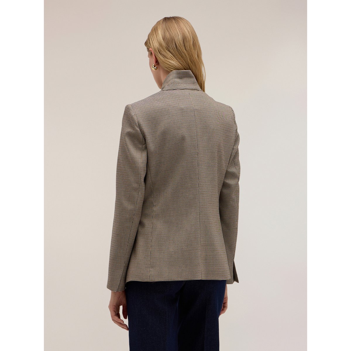 Veste structurée à carreaux col montant beige, MOTIVI