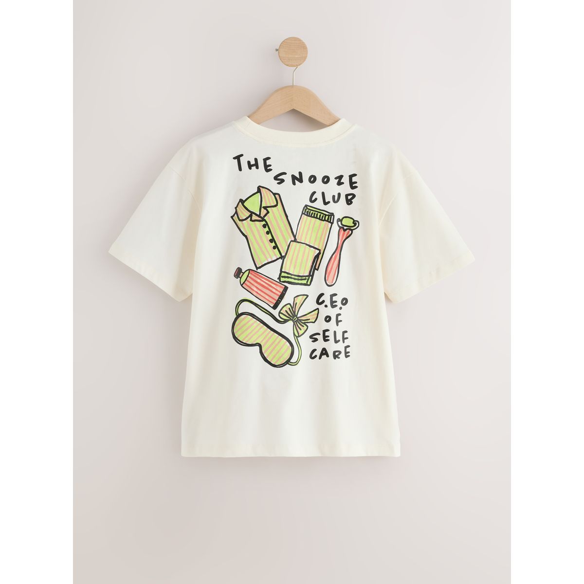 Ensemble pyjama avec short motif snooze club à rayures crème/rose au dos, NEXT