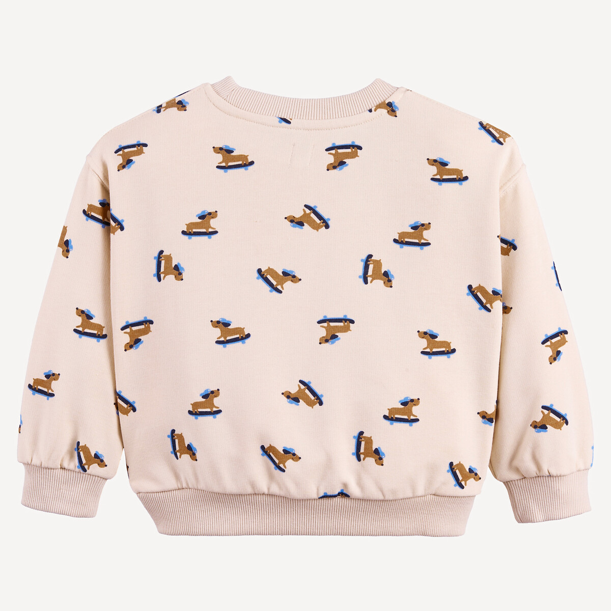 Sweat col rond imprimé chiens en molleton ecru imprimé, LA REDOUTE COLLECTIONS