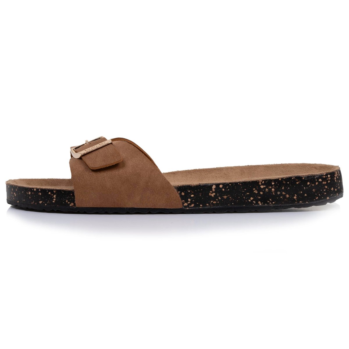 Sandales simple bride patch talon confort brun, ISOTONER