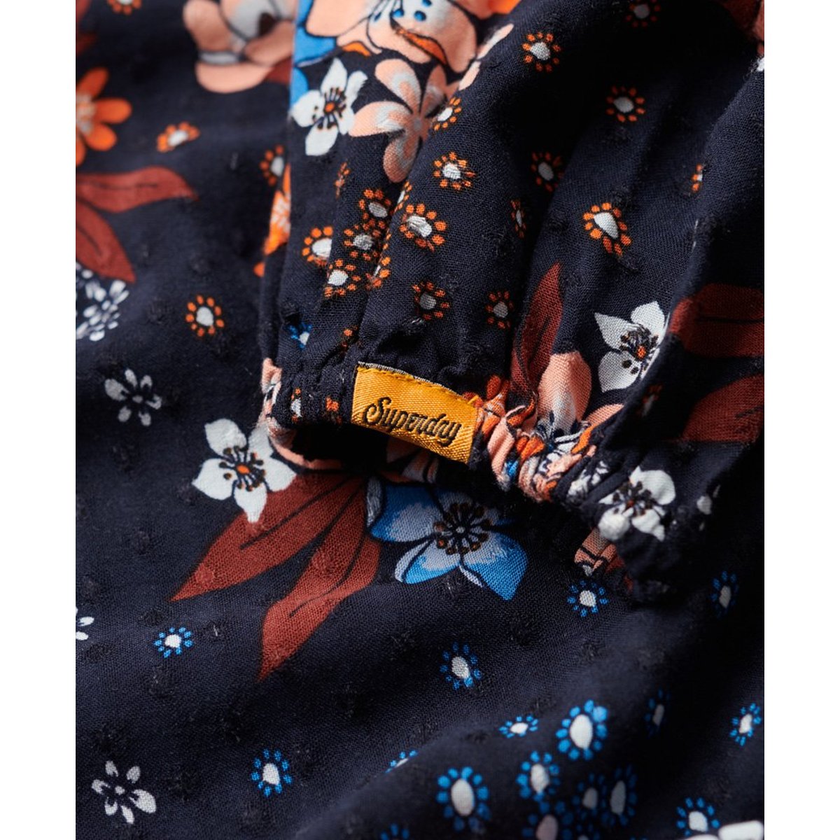 Robe courte portefeuille imprimée bleu marine à fleurs doris, SUPERDRY