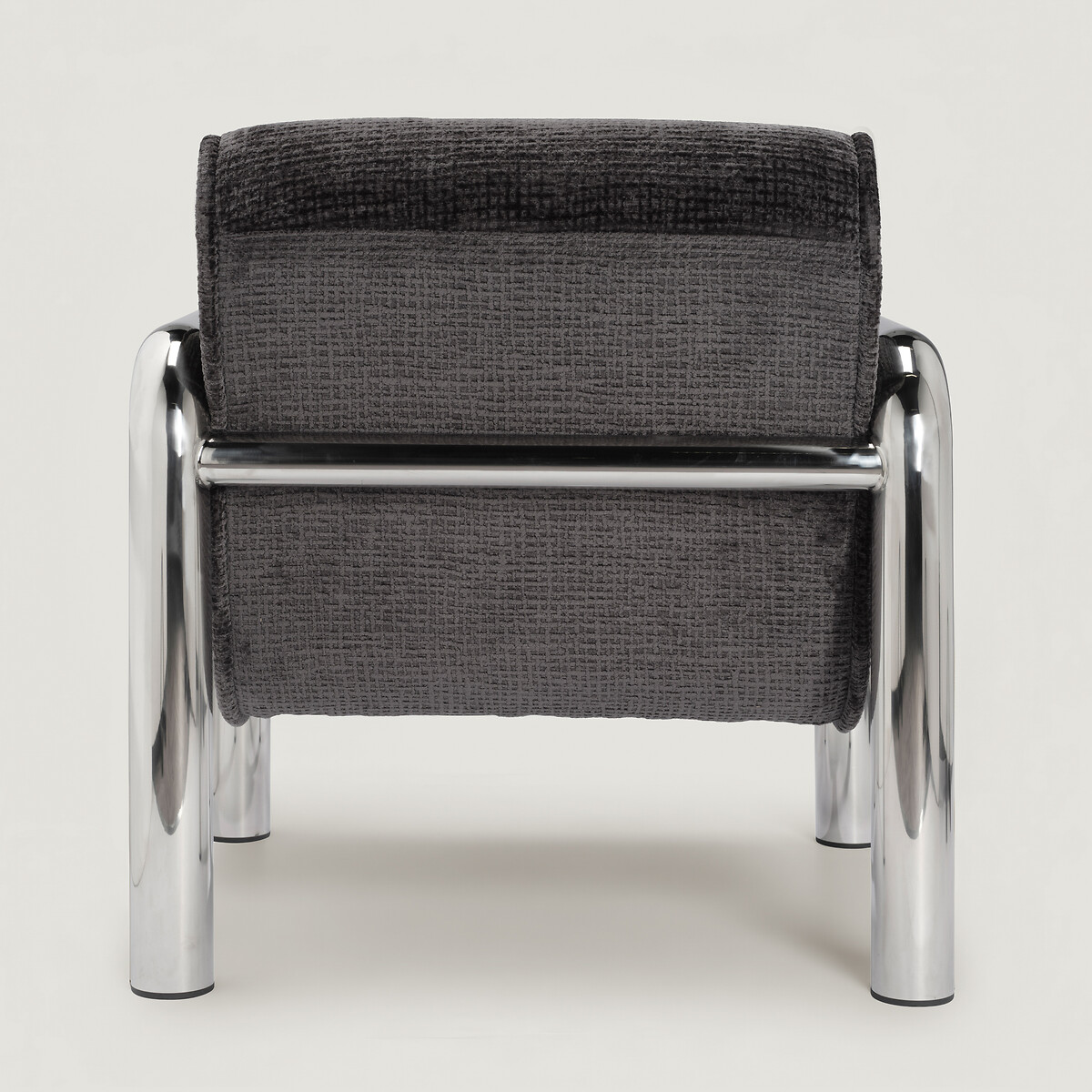 Hendrix Curved Chrome Frame Upholstered Armchair black, ÉDITÉ