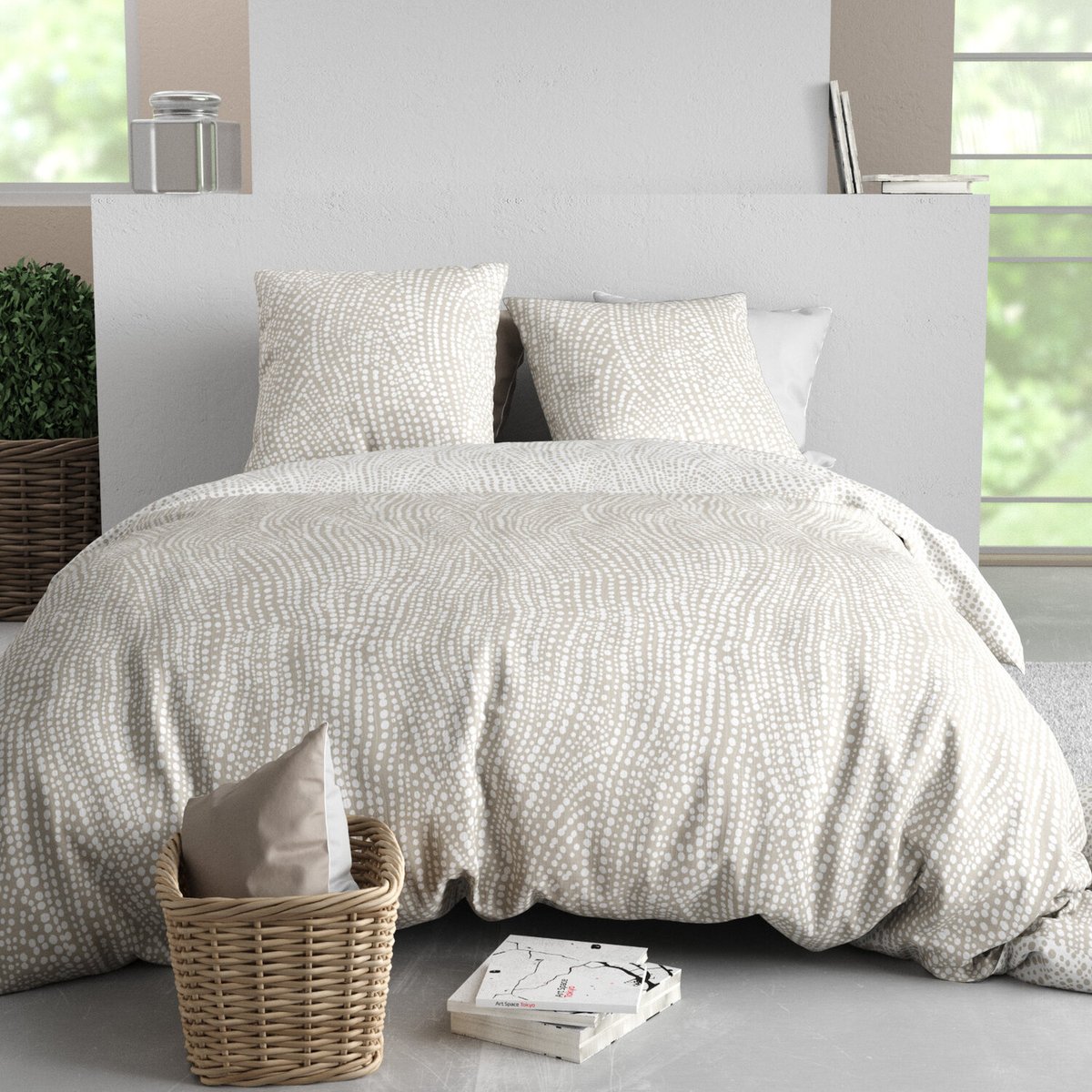 Parure housse de couette en coton imprimée, Nairobi blanc, C DESIGN HOME TEXTILE