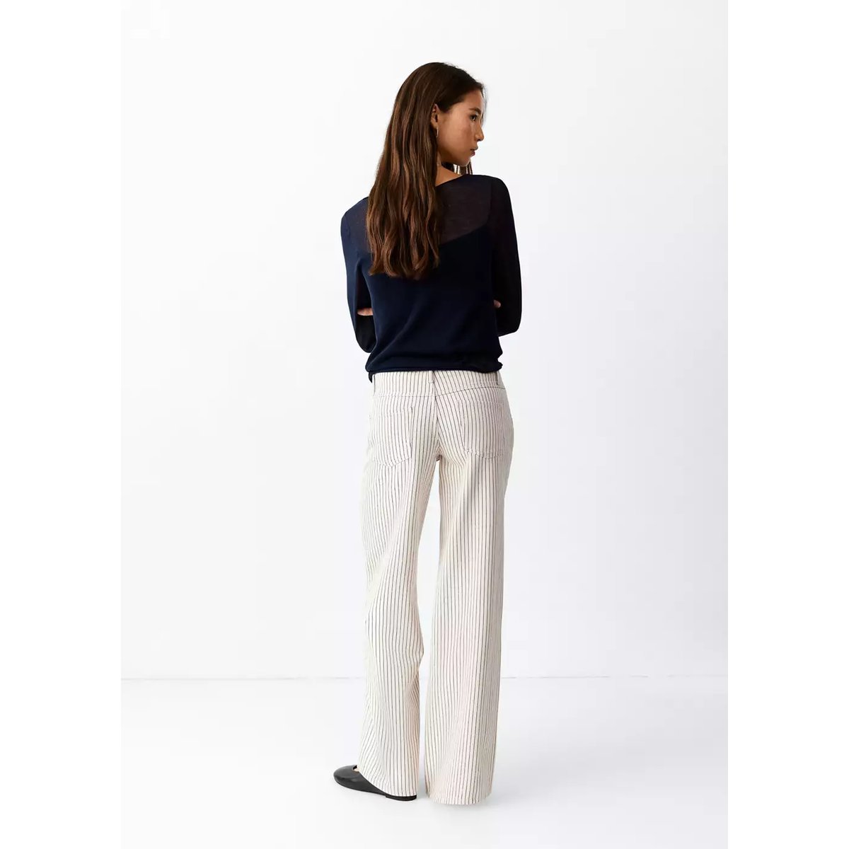 Jean large à rayures écru, MANGO TEEN