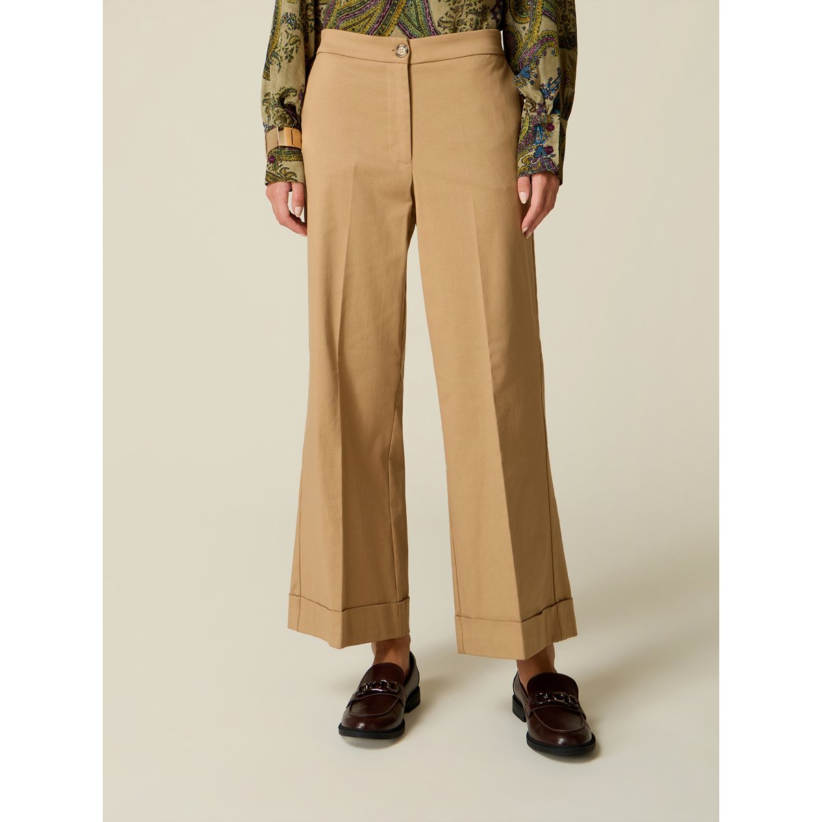 Pantalon cropped beige, OLTRE