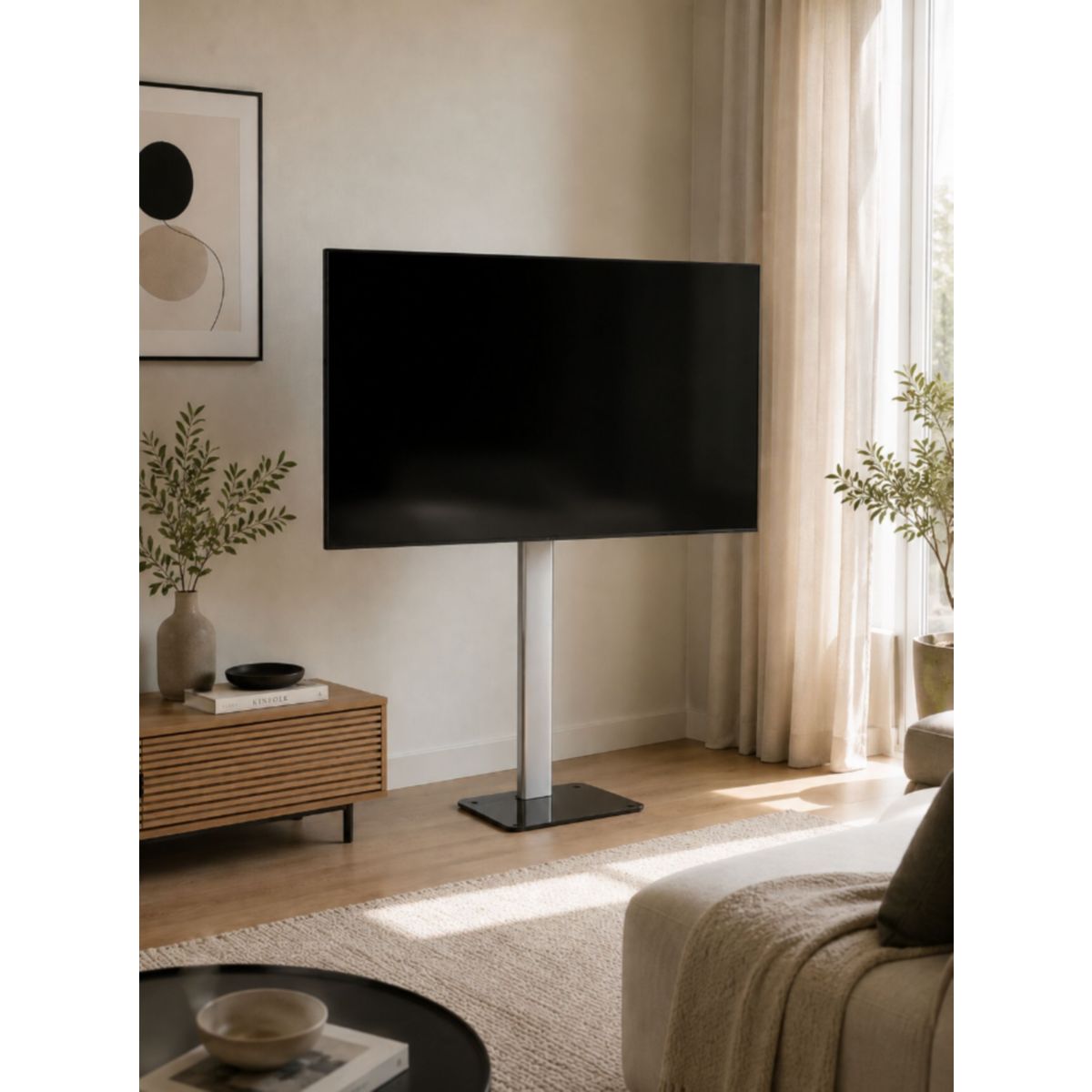 Pied TV Stand TV 32-85'' couleur unique, ADEQWAT