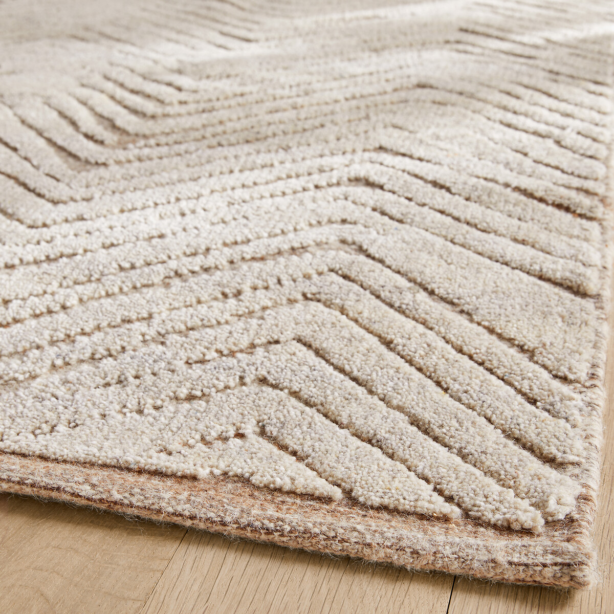 Tapis laine noué main chevrons, Nykare naturel chiné, AM.PM