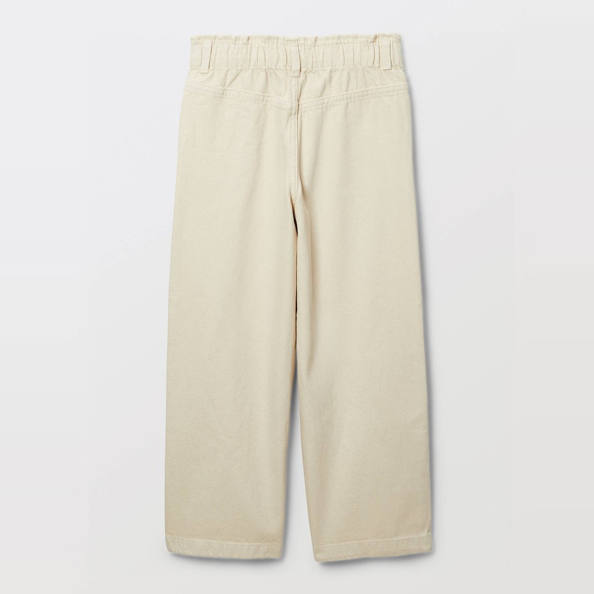 Pantalon twill détails de broderies en coton naturel, MONOPRIX