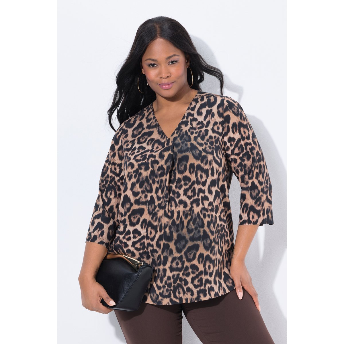 Tunique en lyocell marron pin, ULLA POPKEN