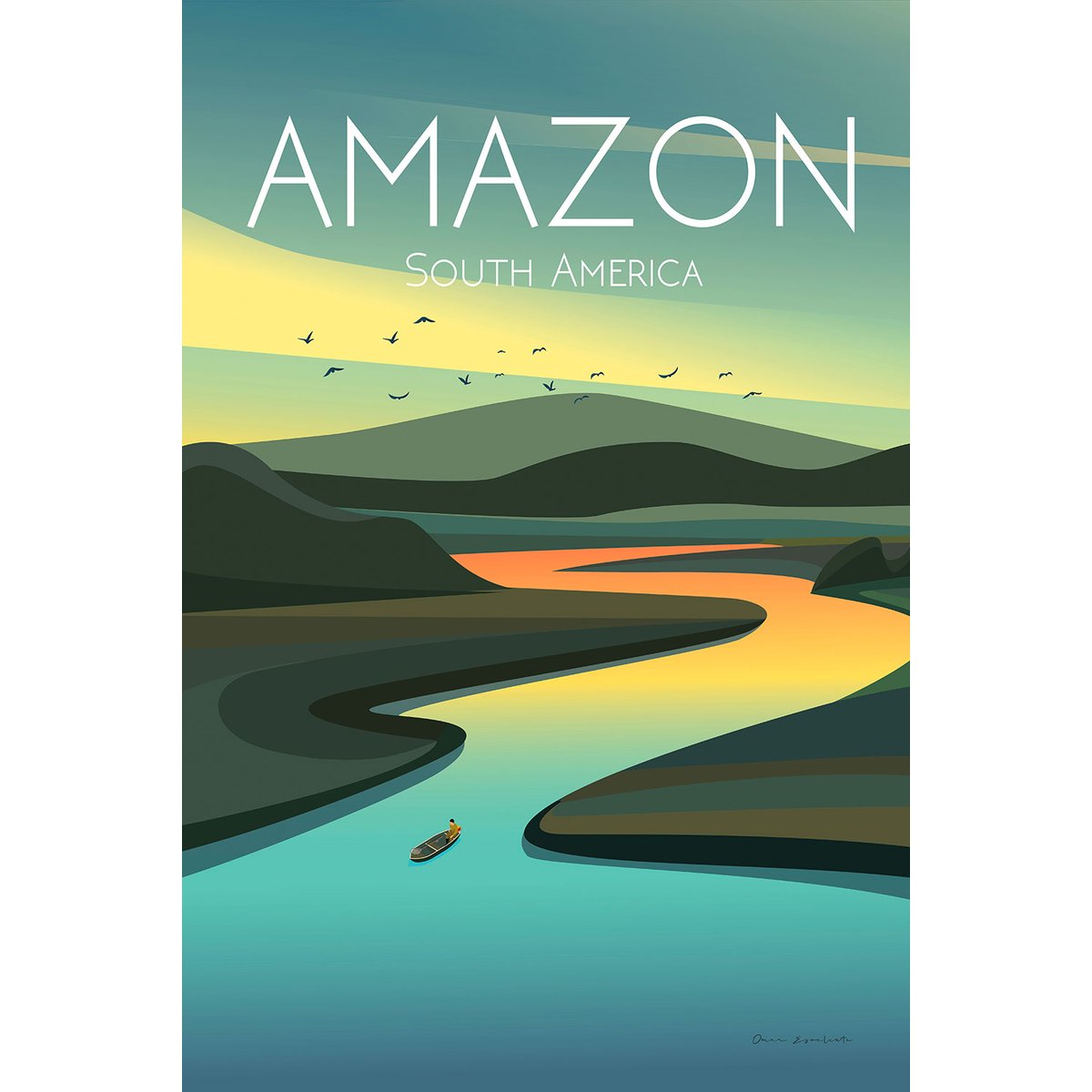 Tableau de voyage Fleuve d'Amazonie tableau alu dibond, HEXOA