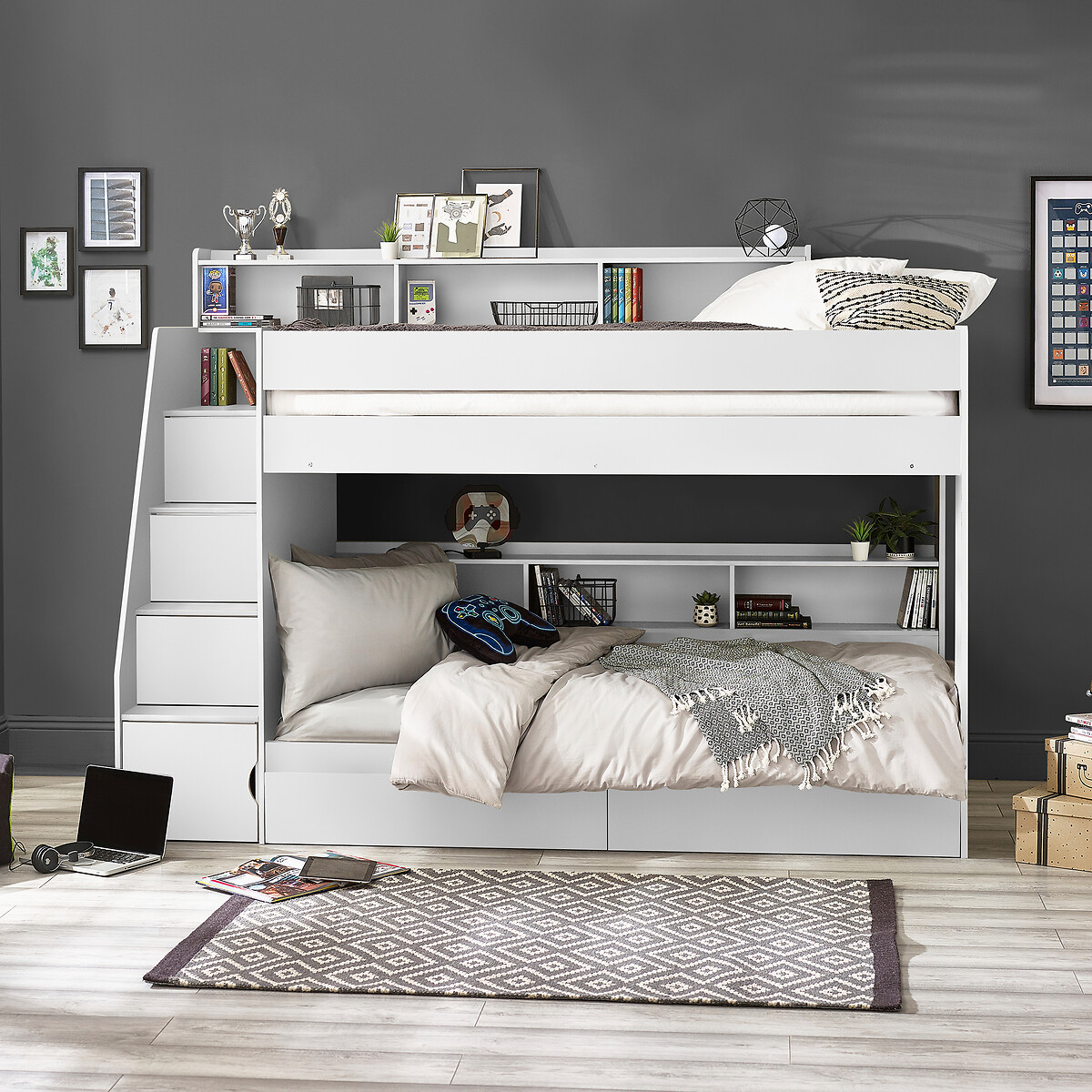 Dawson Staircase Bunk Bed white, SO'HOME