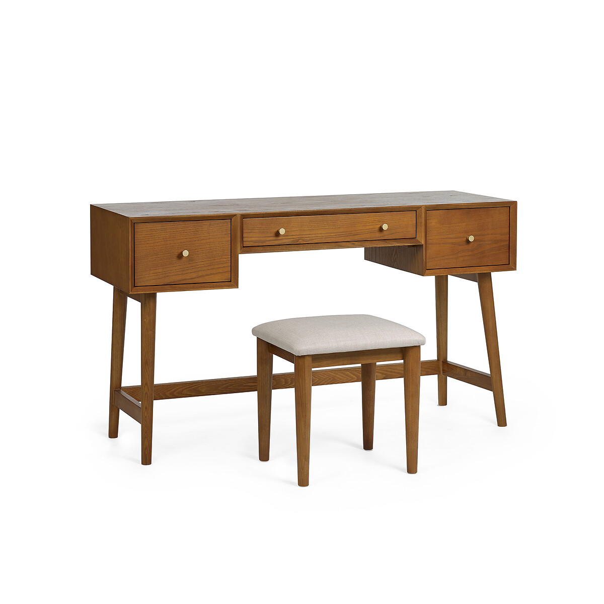 Elijah Retro Ash Wood Retro Ash Wood Dressing Table And Stool Set auburn, SO'HOME