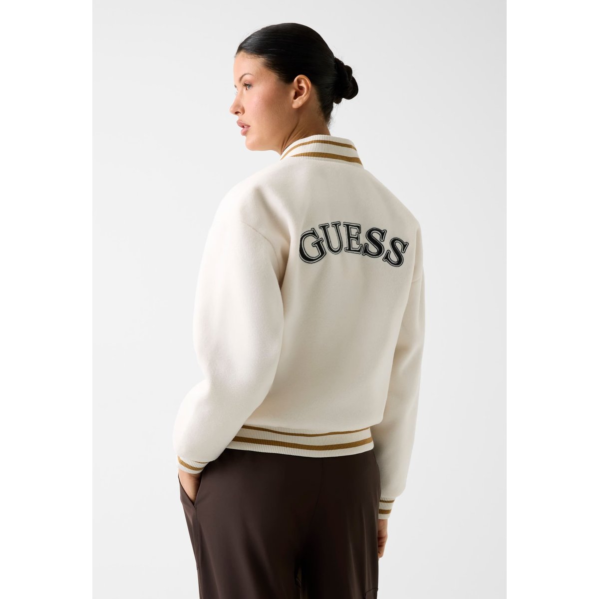 Blouson Bomber Zippé Intégral blanc, GUESS