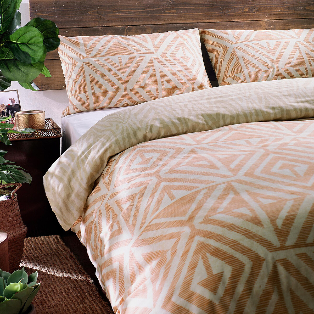 Tanza Cotton Mix Duvet Cover and Pillowcase Set terracotta, FURN.