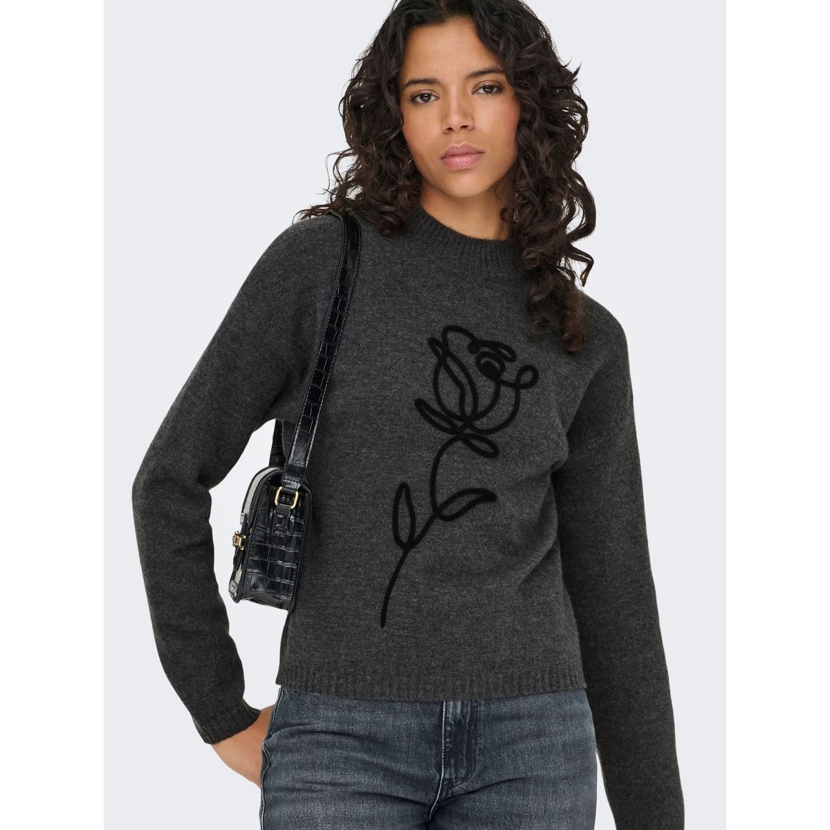 Pull En Maille medium grey melange, ONLY