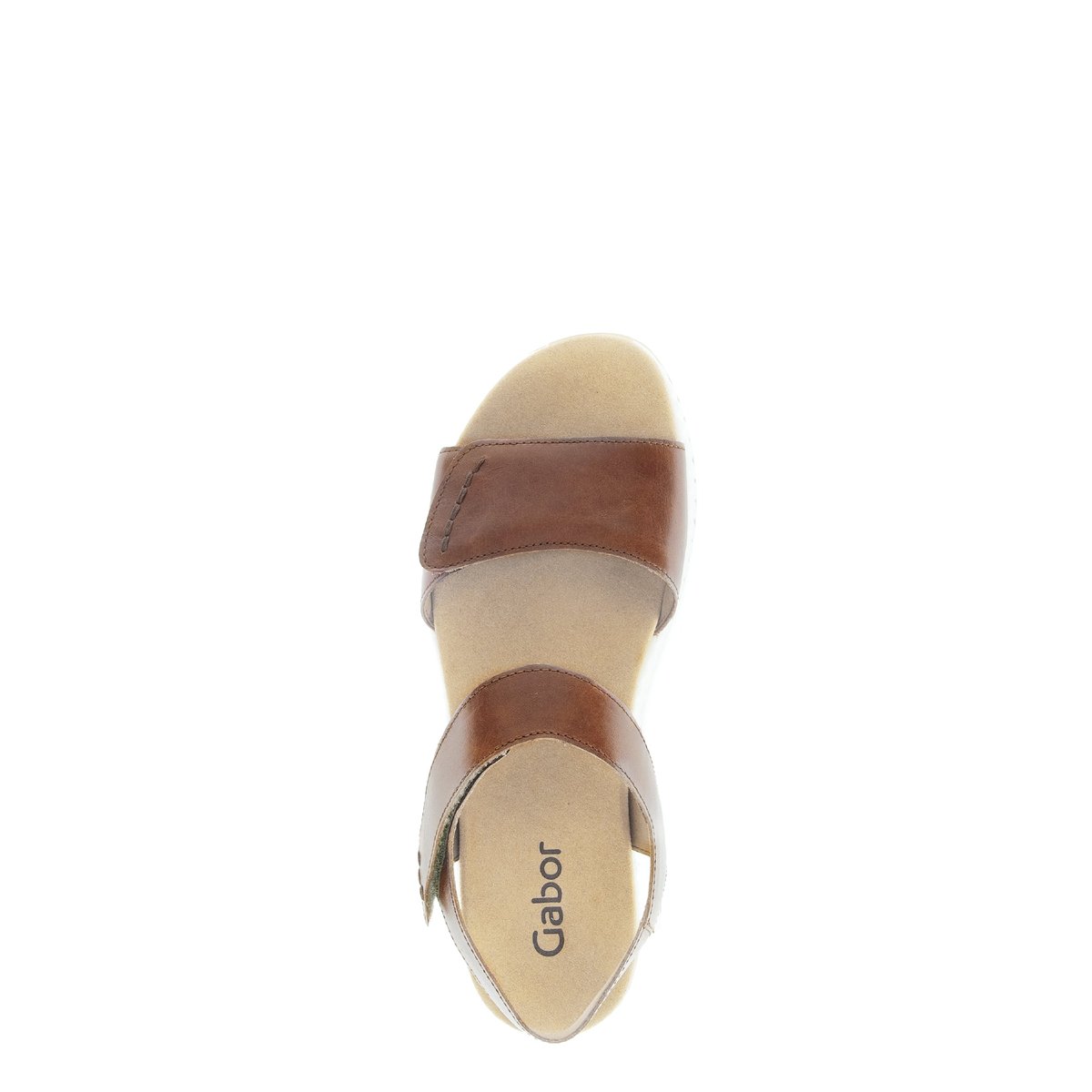 Sandales en cuir lisse à talon compensé beige, GABOR