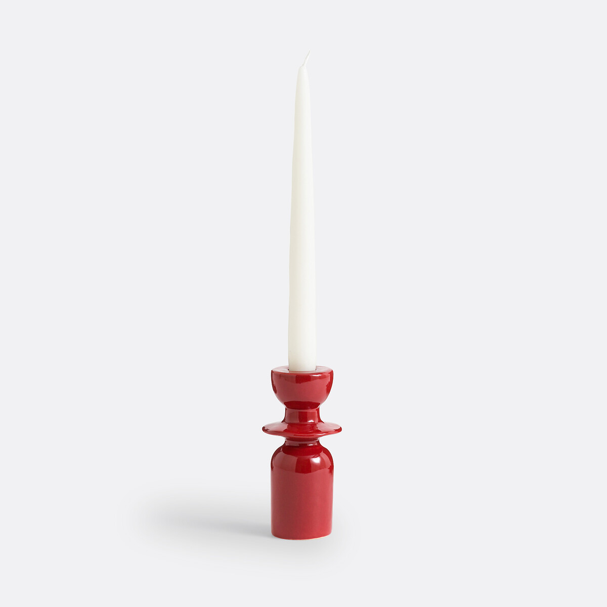 Bougeoir en céramique H13,7 cm, Greta rouge, LA REDOUTE INTERIEURS