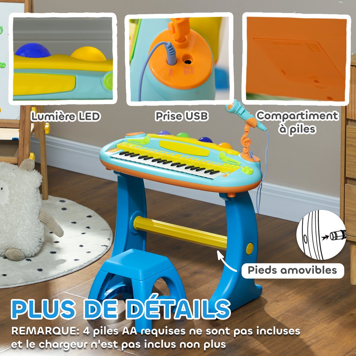 Ensemble de claviers électroniques pour bleu, AIYAPLAY