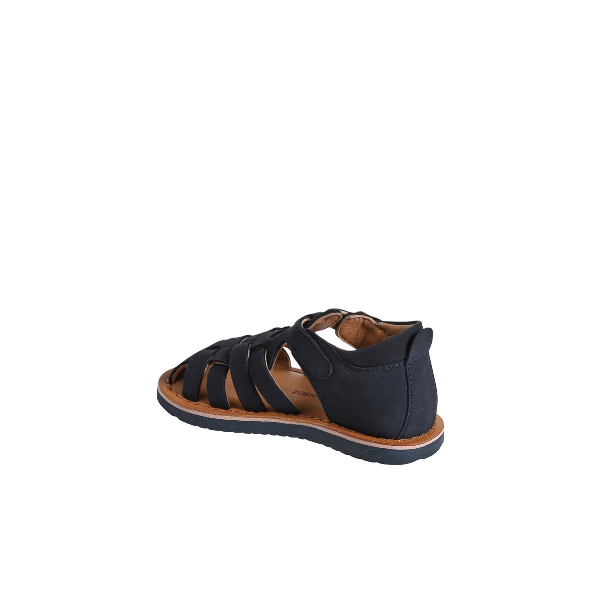 Sandales bébé cuir fermées à boucle marine, VERTBAUDET