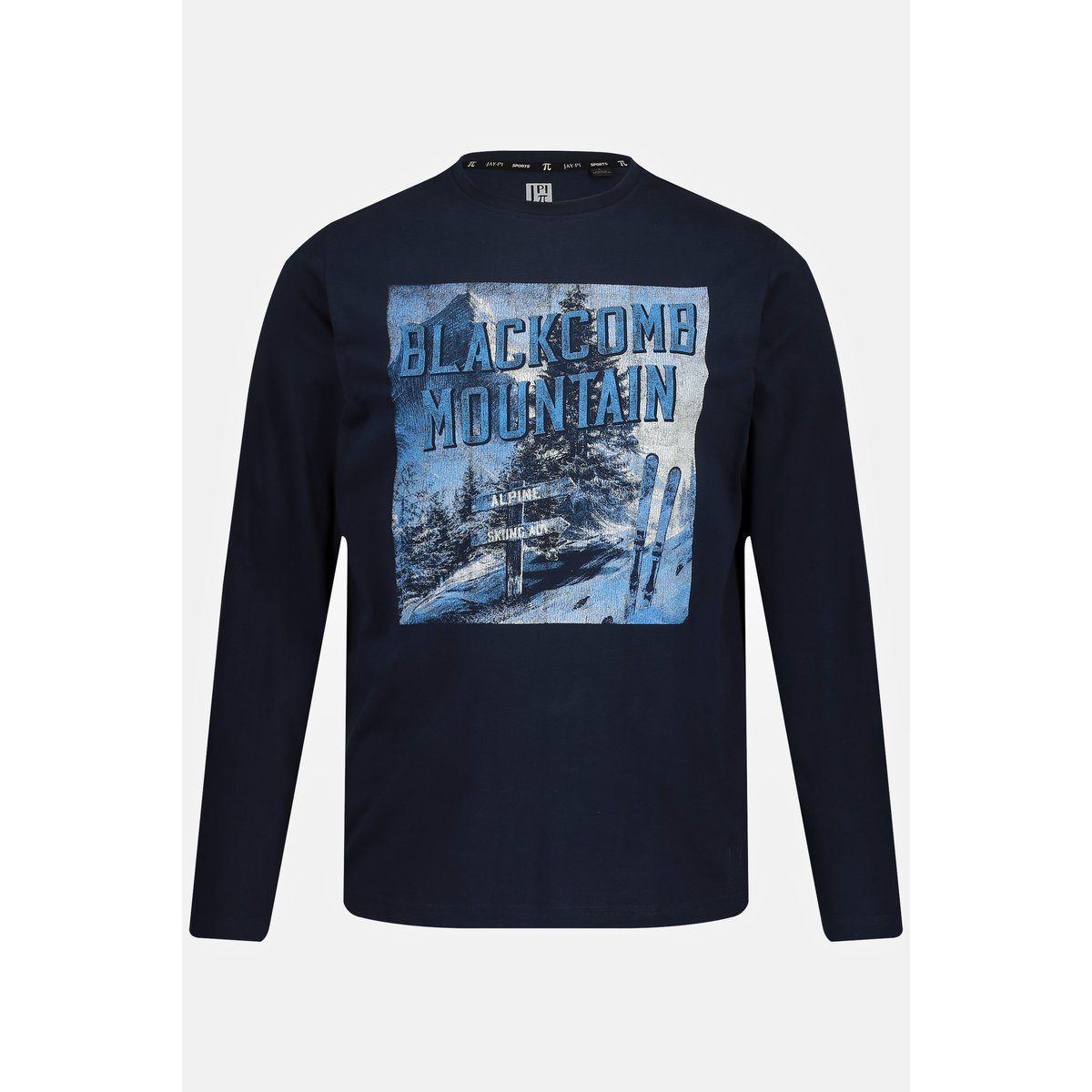 T-shirt à col rond et manches longues bleu marine, JP1880