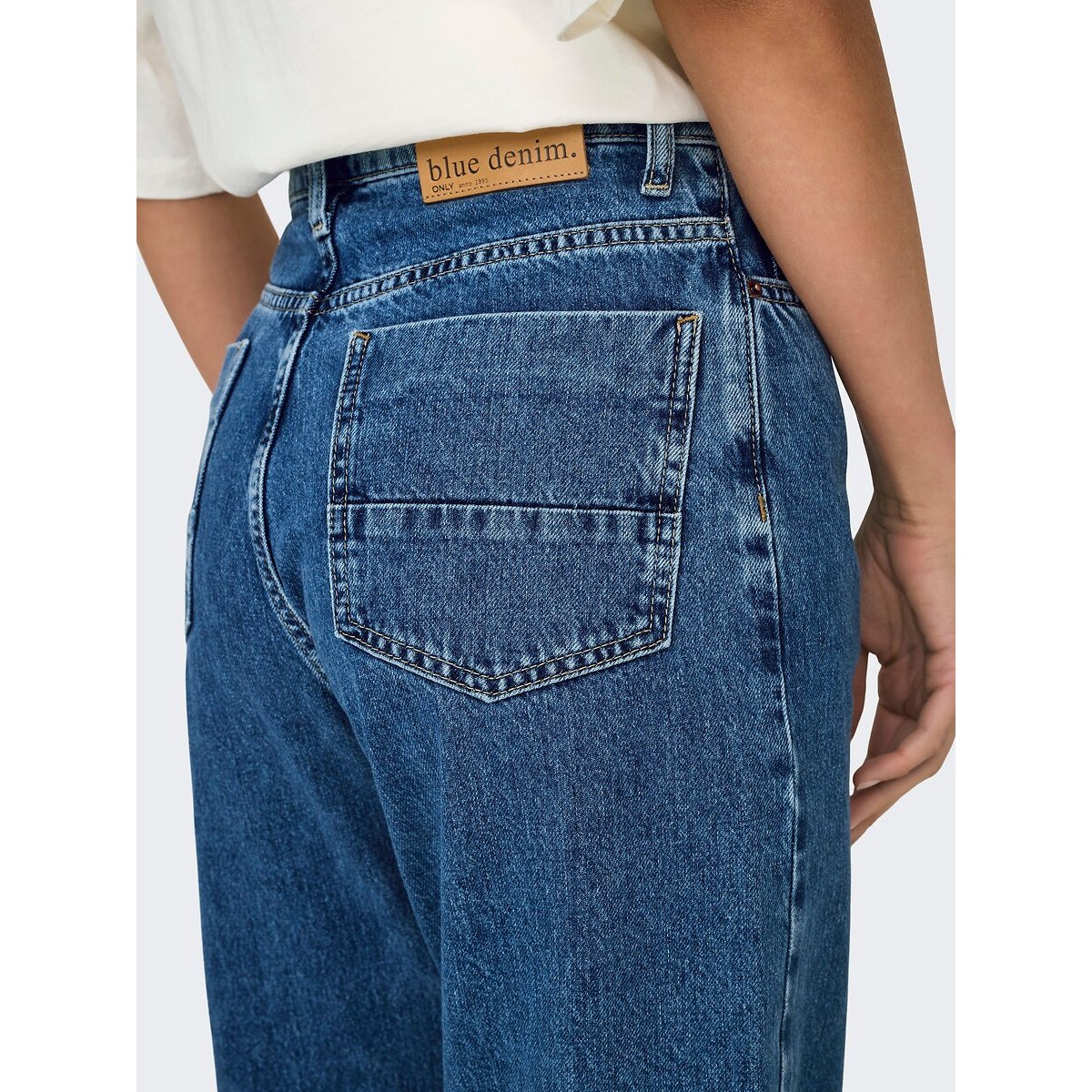 Jeans larghi, vita alta medium blue, ONLY