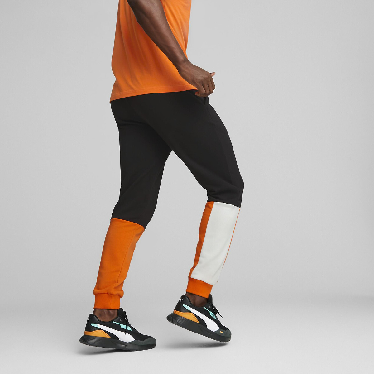 Pantalon de survêtement Colorblock noir/orange, PUMA