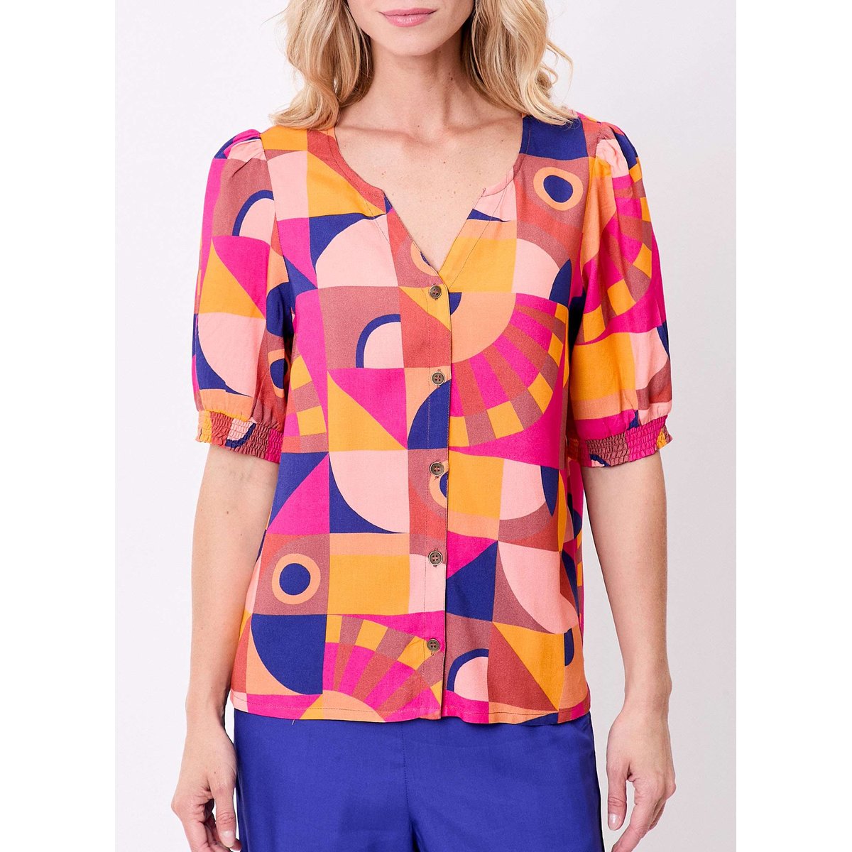 Chemisette femme imprimée fluide VALI rose maimuna, LA FIANCÉE