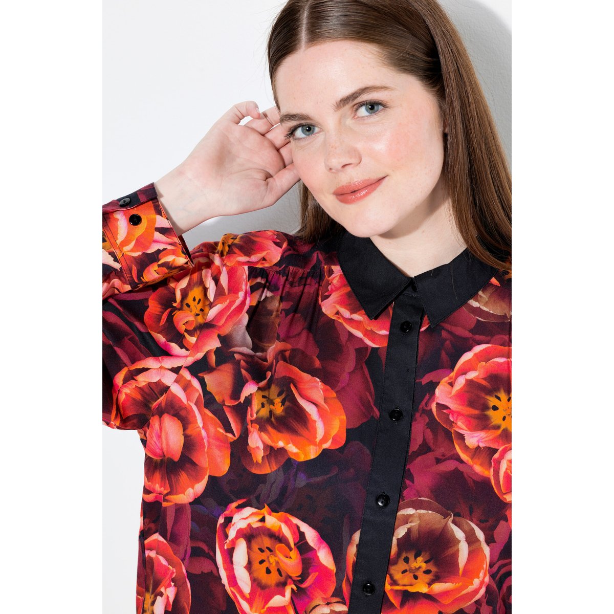 Chemisier motif roses mandarine, ULLA POPKEN