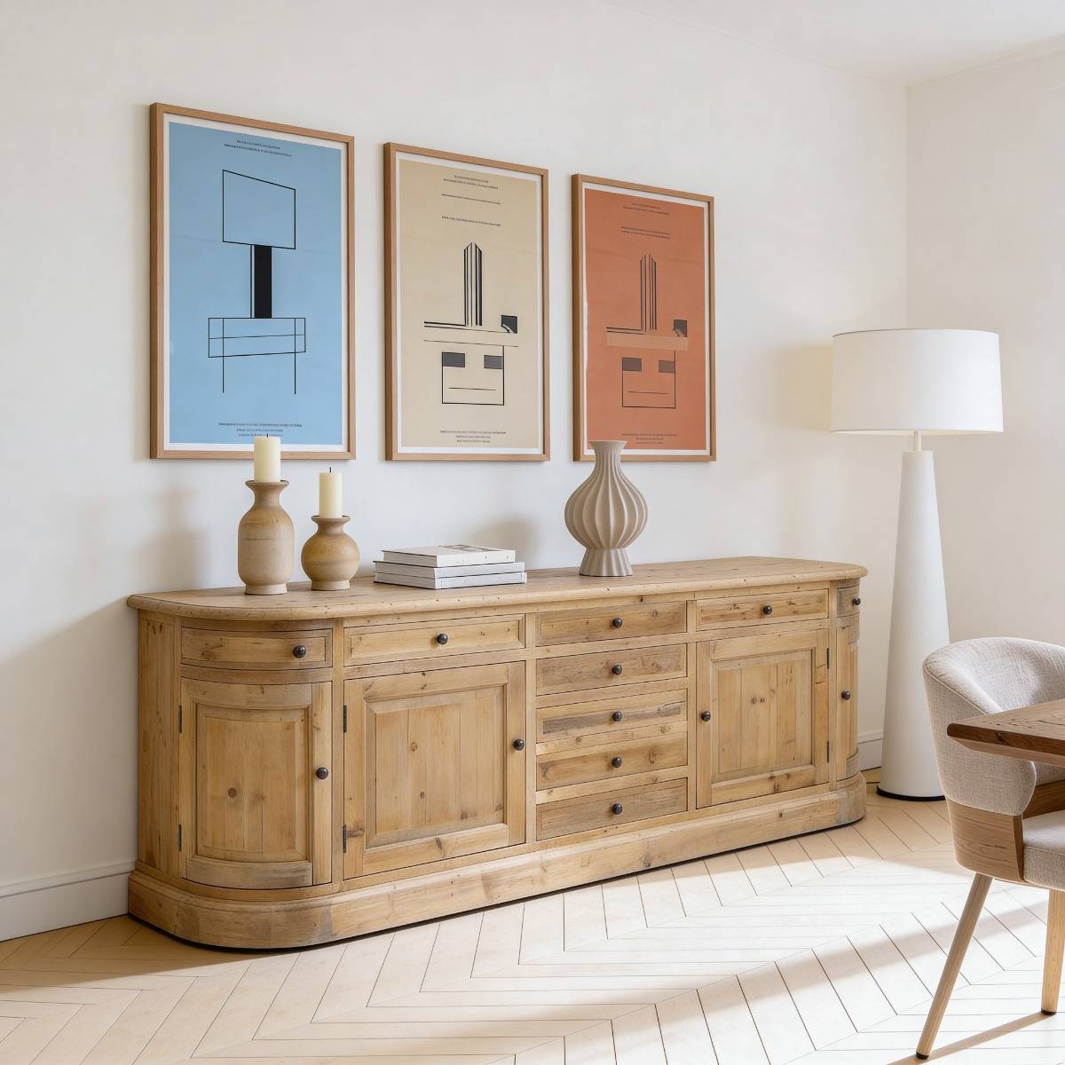 Buffet en bois recyclé GARANCE bois clair, MADE IN MEUBLES 