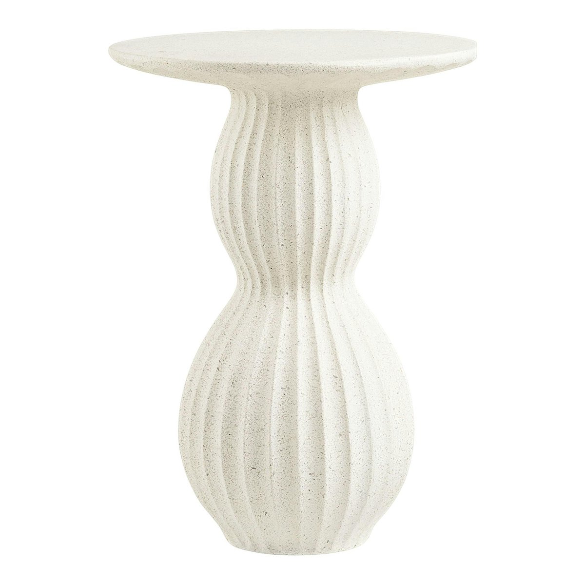 Bout de canapé blanc en fibre d'argile design sablier TULUM blanc, PIER IMPORT