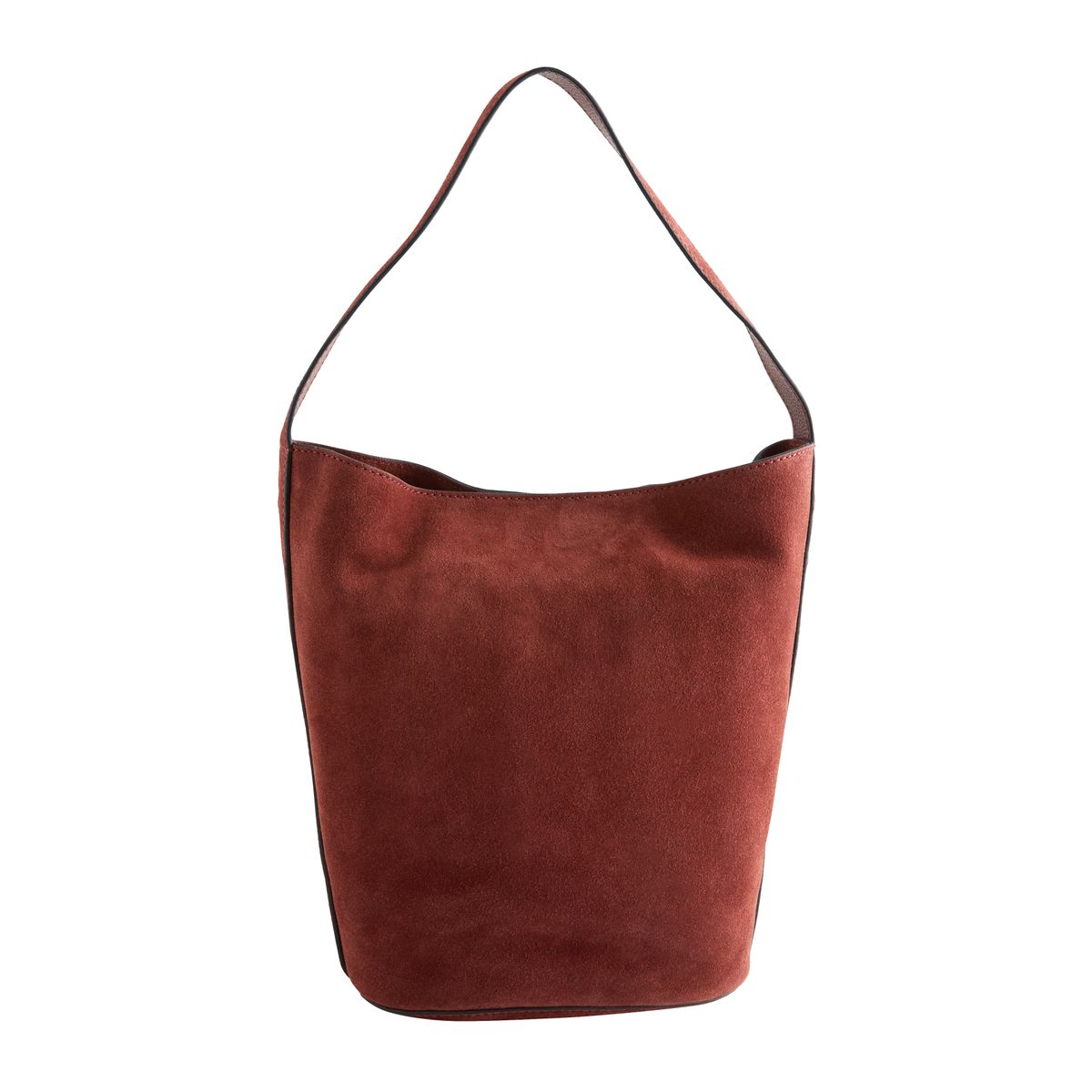 Sac seau porté épaule en cuir souple marron rouille, NEXT