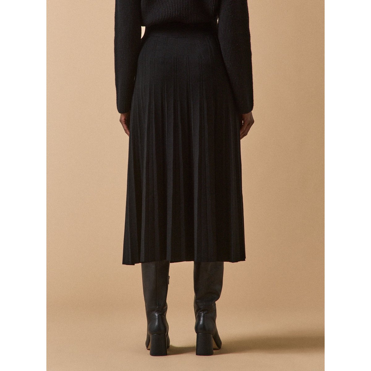 Jupe mi-longue maille plissée noir, CYRILLUS
