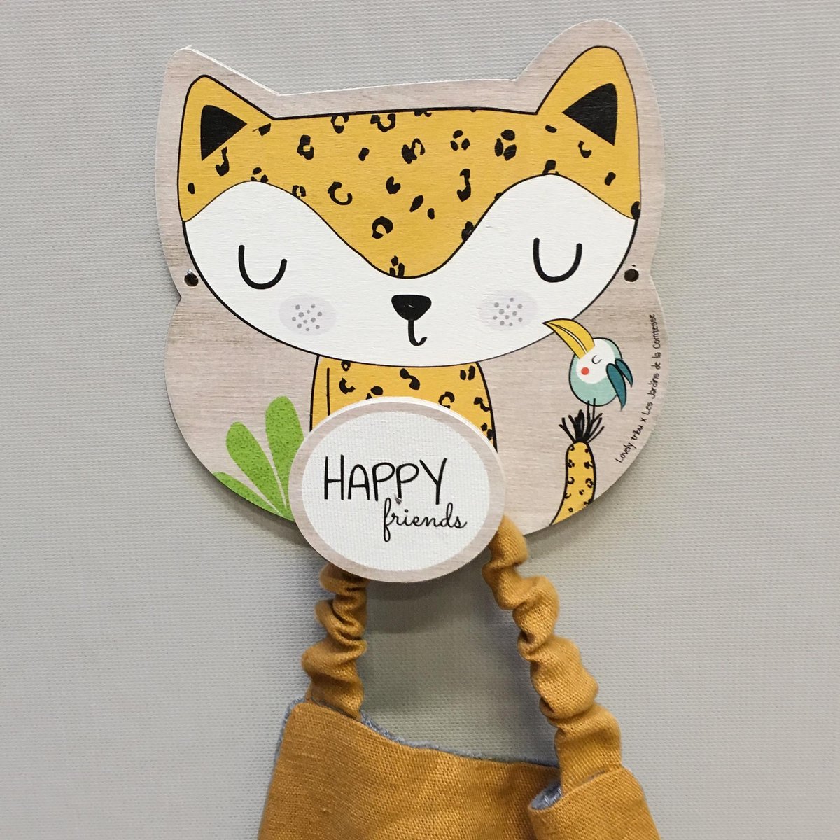 Porte-manteau, patère en bois Gigi la Girafe jaune, LES JARDINS DE LA COMTESSE