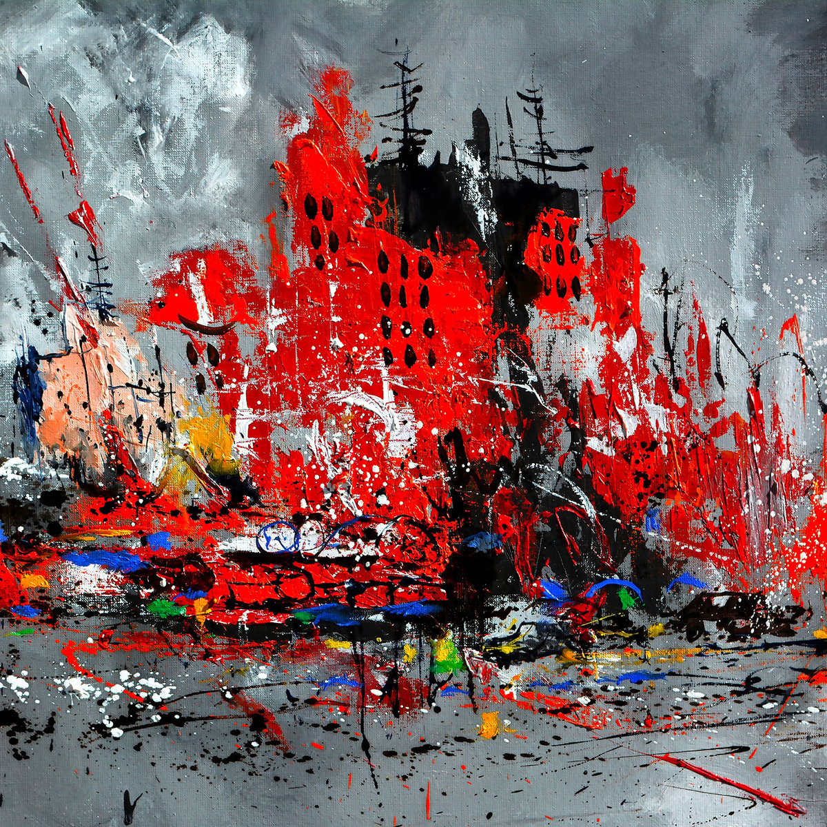 Tableau reproduction ville en mouvement tableau alu dibond, HEXOA